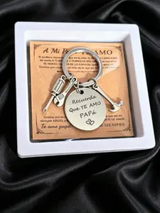 "Recuerda Que Te Amo Papá" Keychain – Stainless Steel Father's Day Gift with Tool Charms, Handyman Dad Gift, Birthday Gift for Dad, with Gift Box