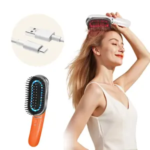 1 straight hair comb, electric scalp massage comb, negative ion vibration red blue light healthy hair comb beauty device,with a portable travel-friendly design，Suitable for home hair care，perfect holiday gift