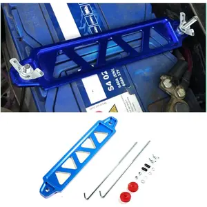 Battery Hold Down Bracket, Battery Tray Aluminum Alloy Battery Tie Down Mount Bracket, Lock Accessories with Stainless Steel J Bolts for Car Battery Mount Bracket Hold