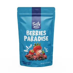 Tasty Milla | Berries Paradise | Mix of strawberries, blueberries and cranberries enchilados with chile and chamoy | 210 grs Snack Dried Dry