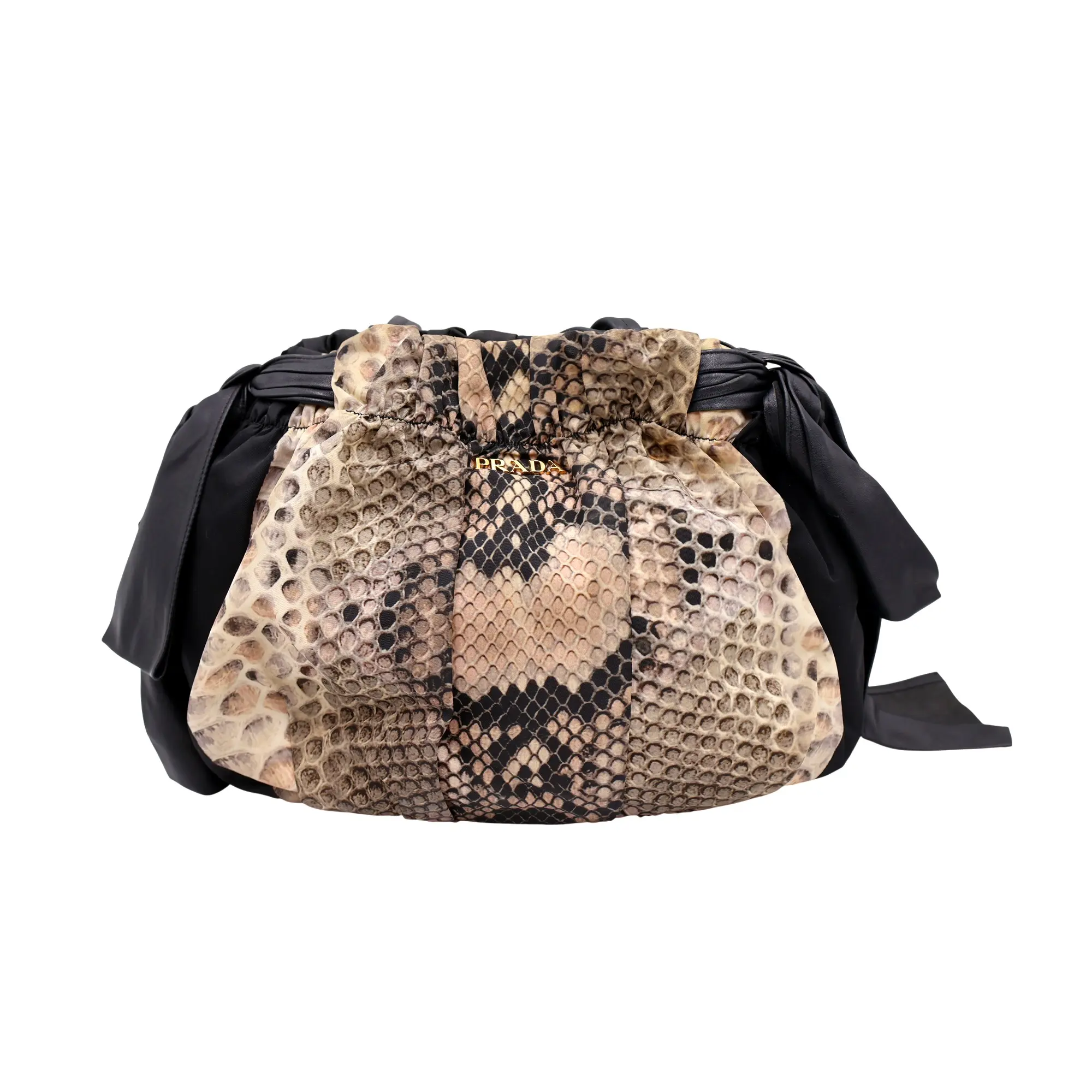 Pre-owned PRADA nylon Travel Bags Snakeskin Print Handbag (4900000148954)