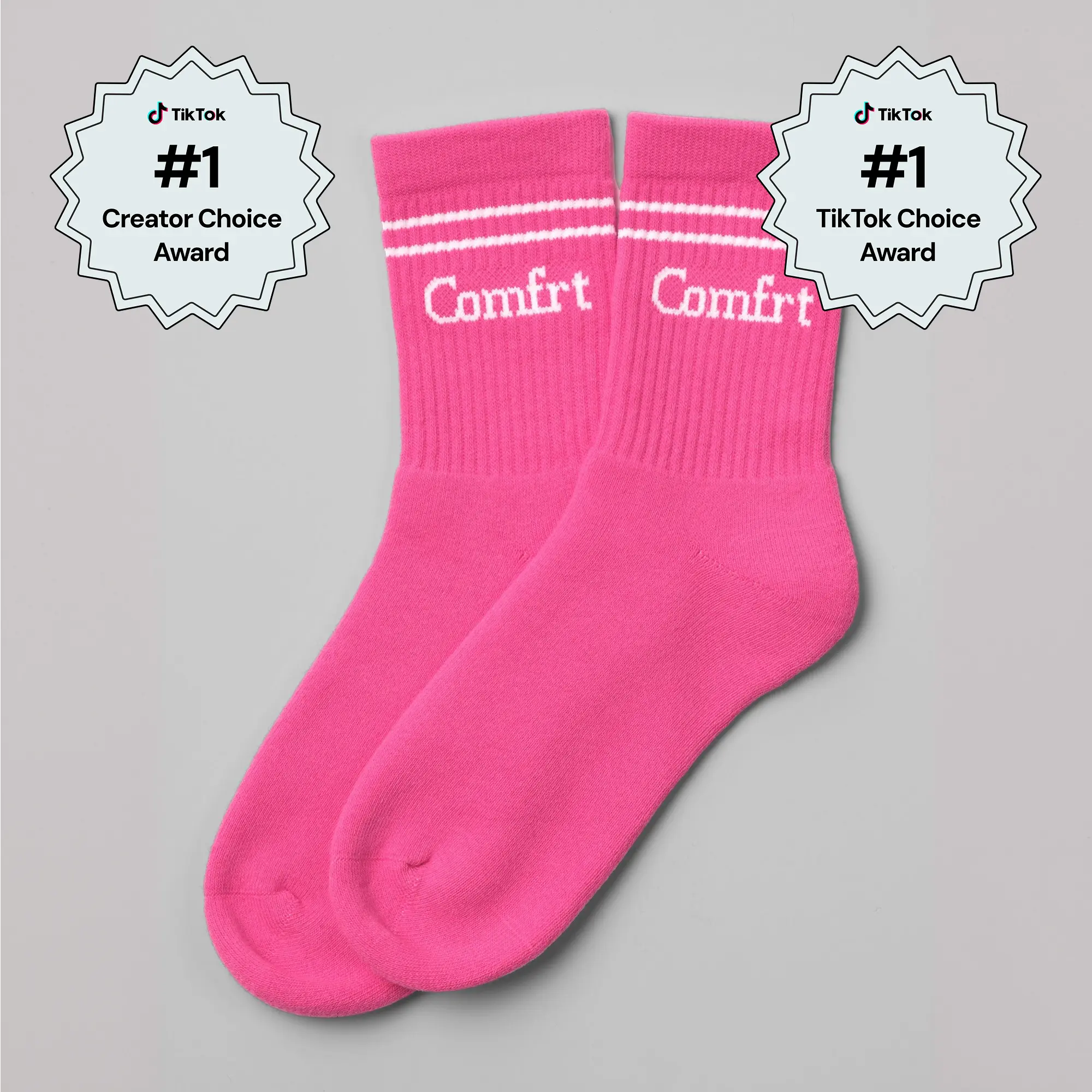 Comfrt | Stripe Trim Ankle Socks | Buttery-Soft Varsity Crew Socks With Comfrt Logo Comfrt | Stripe Trim Ankle Socks | Buttery-Soft Varsity Crew Socks With Comfrt Logo