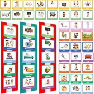60 Pcs Kids Visual Schedule Cards Set, Teen Time Planning Chart, Daily Habit Management, Family Education Visualization, Cartoon Illustrations