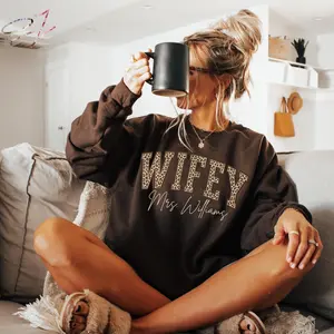 Custom Wifey Sweatshirt Leopard Print New Wife Gift Fiance Sweatshirt Honeymoon Shirt Wifey Shirt Anniversary Gift Bride Shirt Bride To Be