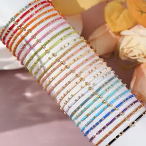 Bohemian-Style Geometric Bracelet: Handcrafted with Copper Beads and Rainbow-Colored Seed Beads—A Versatile, Fashionable Accessory