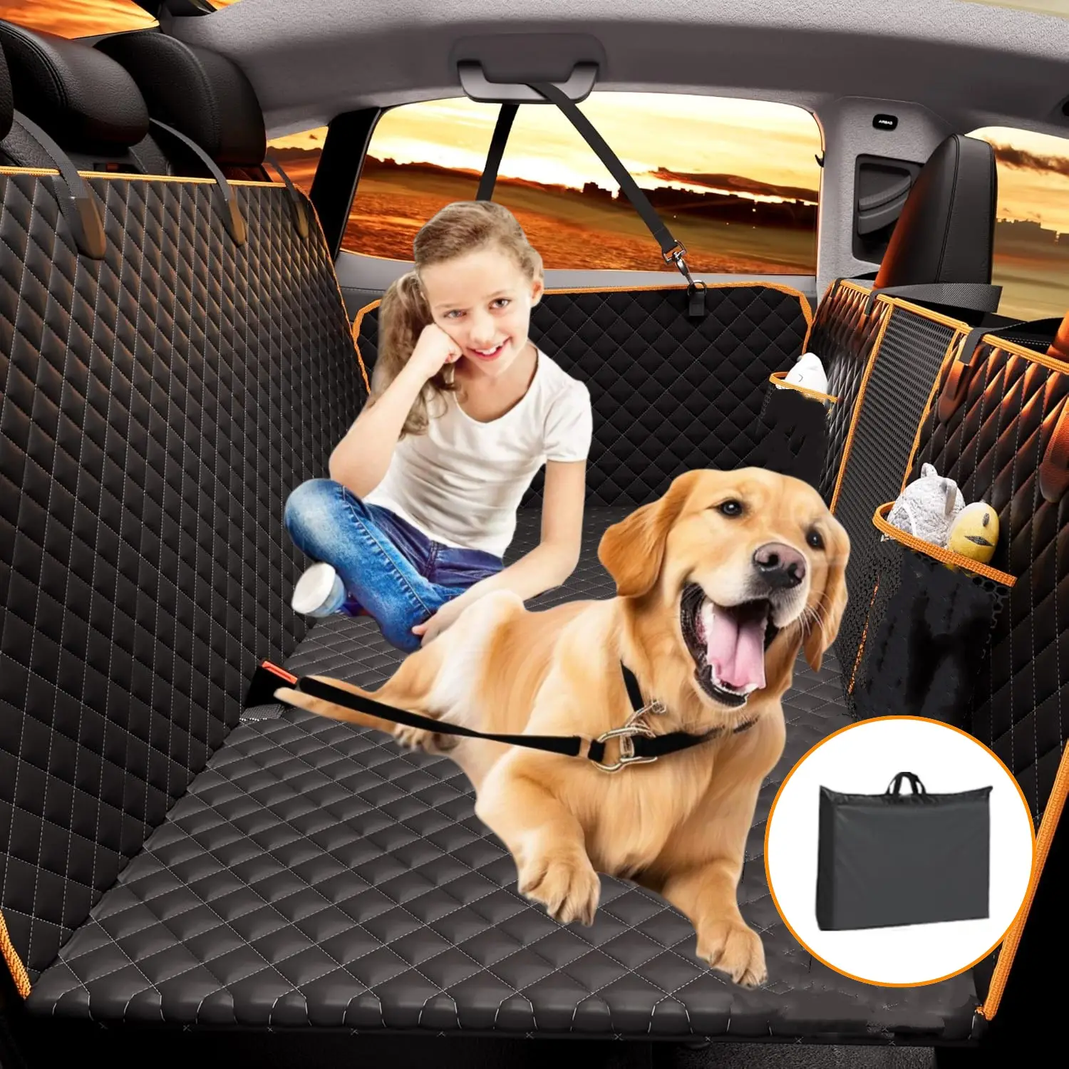 Nw 8Lbs Back Seat Extender for Dogs, Dog Car Seat Cover for Backseat Hard Bottom 100% Waterproof Dog Hammock for Car SUVs Truck