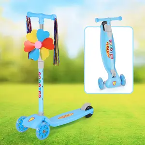 Lightweight Portable, Blue Kids 3-Wheel Scooter, Adjustable Handlebar, Blue Kids 3-Wheel Scooter, 4 Adjustable Height, Safety Certified Scooter for Indoor Outdoor Birthday Gift for Boys