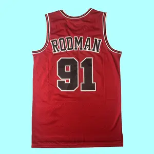 Dennis Rodman Men's Sleeveless stitched Basketball Jersey 1997-98 Red