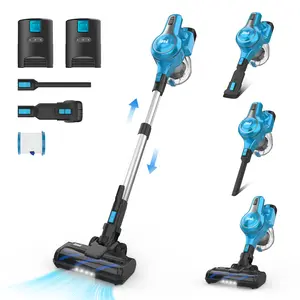 INSE S Series Cordless Vacuum Cleaner, 25Kpa 300W Powerful Cordless Stick Vacuum with 1 or 2 Batteries, Up to 45 or 90min Runtime, 6-in-1 Rechargeable Cordless Vacuum for Home Carpet Floor Pet Hair