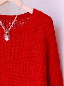 Women's Summer Hollow Out Knit Sweater, Thin Fashion Long Sleeve Top, Breathable Loose Casual Wear, New Arrival