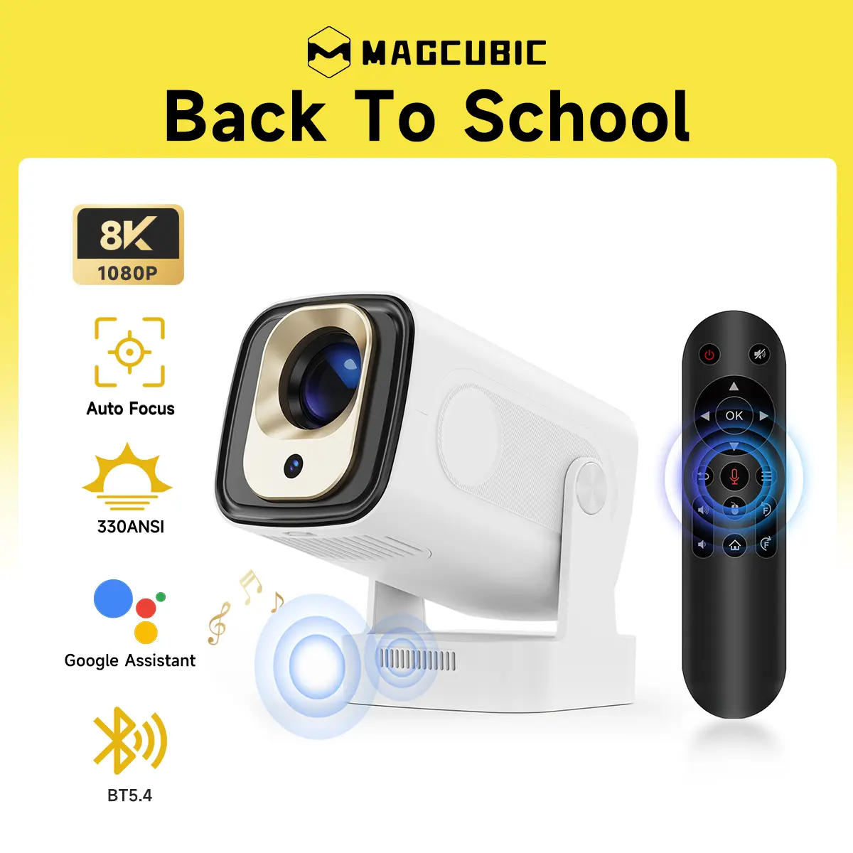 [US warehouse] Magcubic Auto Focus HY310 Projector 330ANSI Google Assistant 8K Decode Native 1080P BT5.4 WIFI6 Android 14 Built-in Speaker Allwinner H726 60Hz Reflash Home Cinema Mini Portable Projector Wireless Local #TikTokShopBackToSchool