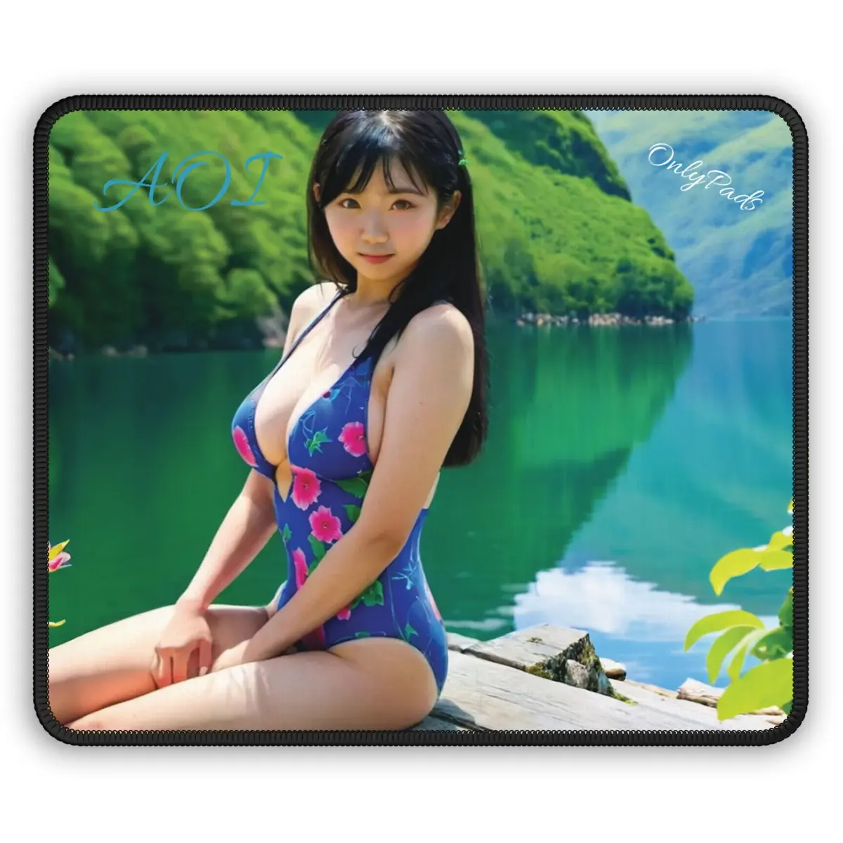 Tranquil Waters: Aoi by the Mountain Lake Gaming Mousepad