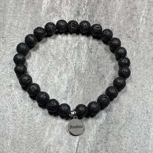 Men's Large Lava Diffuser Stretch Beaded Bracelet