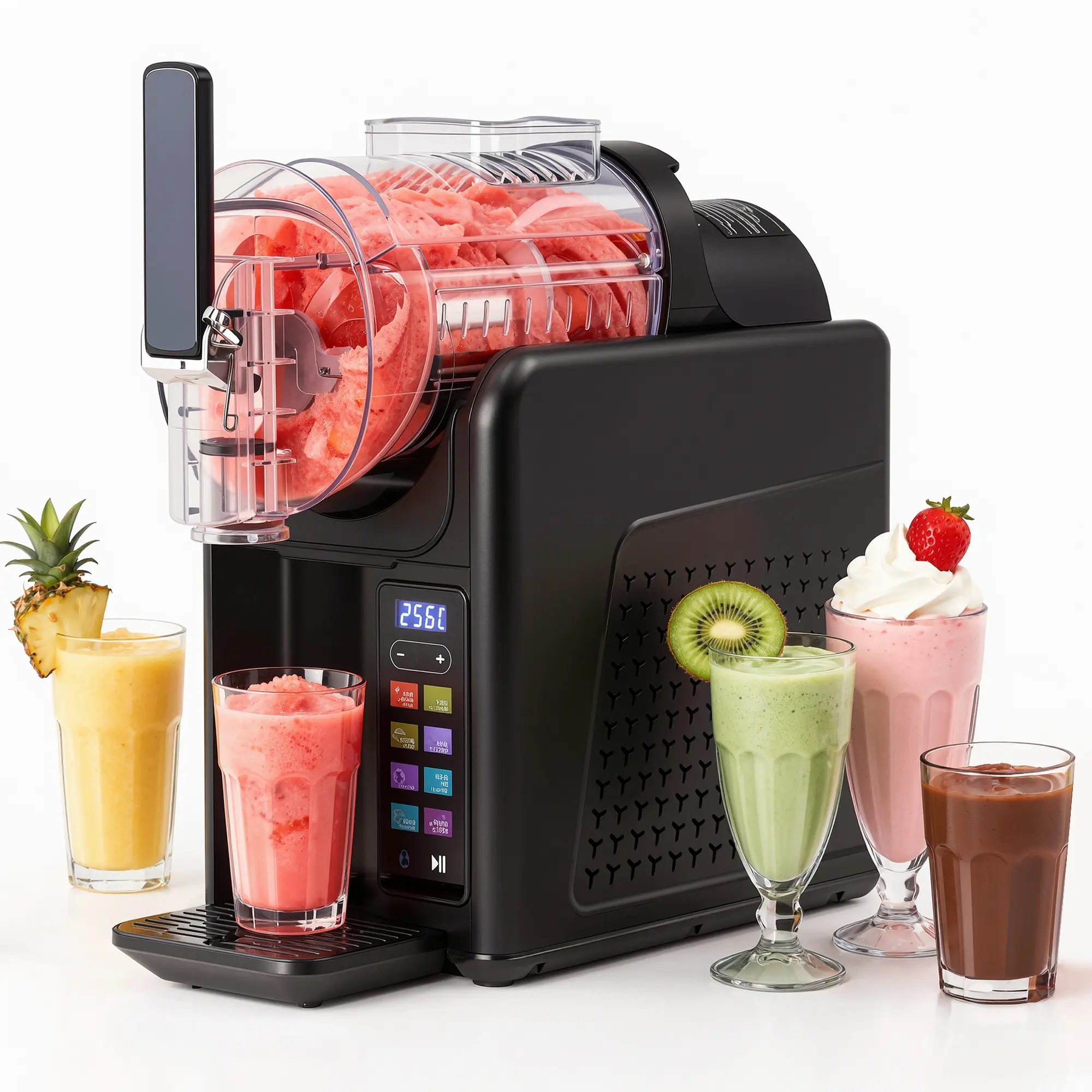 ICEPURE Countertop Slushie Maker - No Ice Cube Required Frozen Mixer with 7 Presets, Powerful Mixing System, Automatic Self-Clean, Color Screen, Detachable Structure, Temp & Hardness Set, for Homemade Desserts, Commercial Products, Three-Sided Circulating