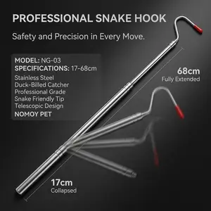 Adjustable Snake Hook 17-68cm, Pocket Size, Stainless Steel, Pet Safe, Ideal for Reptile Care, Essential for Snake Handling
