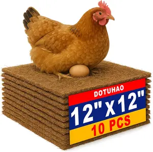 Chicken Nesting Pads, 10 Pack-12" x 12" Nesting Pads for Chicken Coop, Natural Coconut Palm Hens Nest Bedding Mats, Chickens Laying Pad, Nesting Box Pad for Pet Birds and Poultry (10PCS)