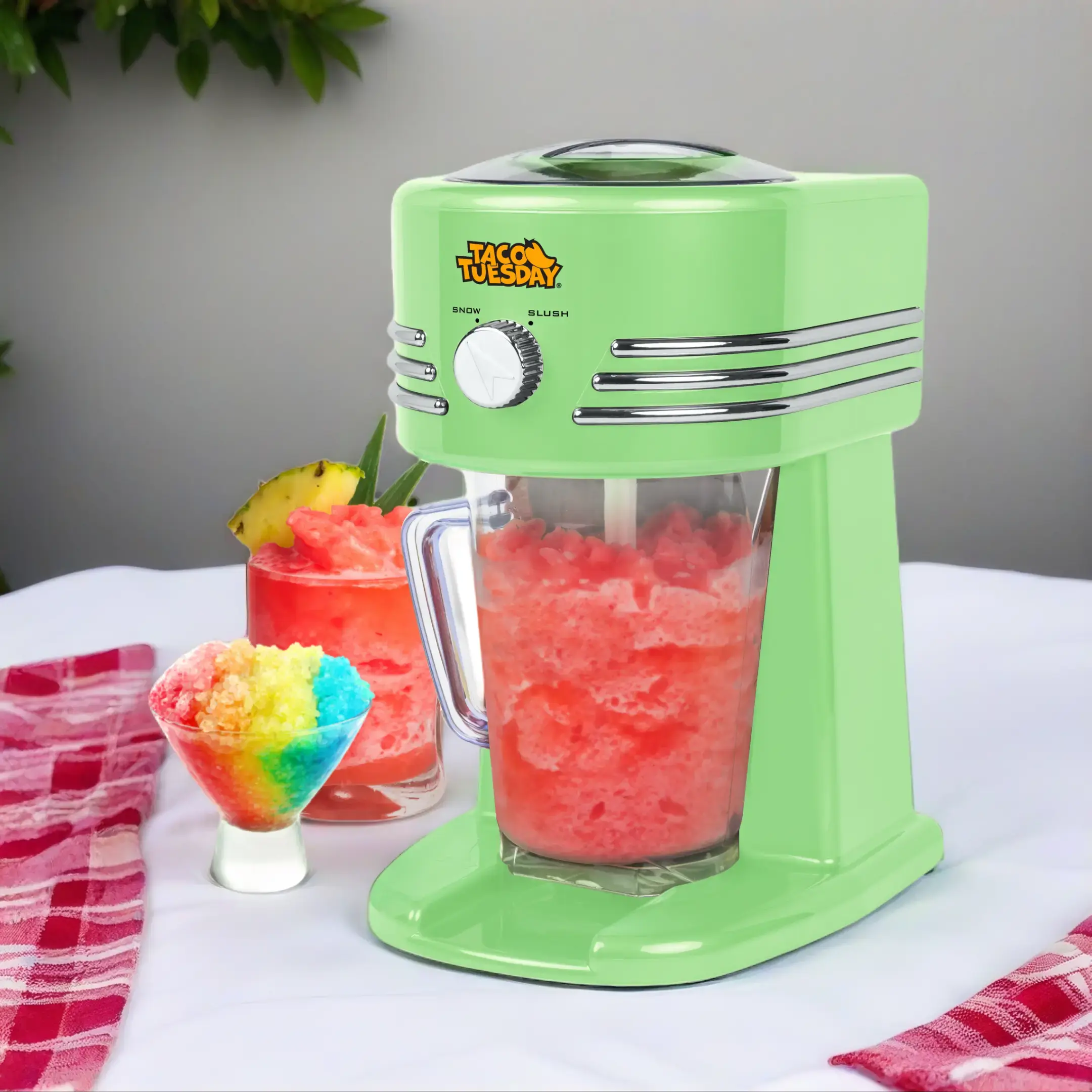 Taco Tuesday 40-Ounce Frozen Beverage Station with 2 Shave Settings & Stainless Steel Blades for Slush Drinks Margaritas & Daiquiris