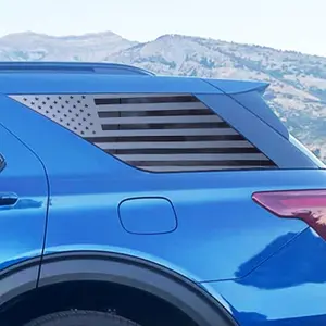 for Ford Explorer 20-26 Rear Middle Window American Flag Decal, Matte Black American Flag Decal, USA Flag Decal