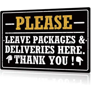 Please Place Packages in Box Tinplate Sign Package Signs for Delivery Box Package Delivery Boxes Please Leave Packages Here Signs for Outside Deliveries Decor 8x12 in