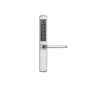 Lockly Guard PGD228WSL Athena 228SL Mortise Lever Set - Narrow Stile, Double Hook, Slide Edition, 1-1/8" Backset, Stainless Steel, RFID, Biometric Fingerprint, Keypad, Wi-Fi/Bluetooth App, Batteries, Sliding Doors, 3D Biometric Fingerprint Access