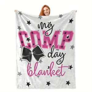 Cheerleading Theme Text Print Blanket - Cheerleading Flannel Blanket, My Game Day Blanket, School Cheerleading Competition Blanket, Cheerleading Gift Blanket - Soft and Warm White Flannel Blanket