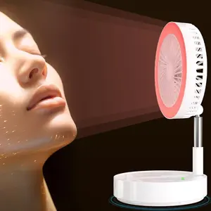 Phototherapy Fan Rechargeable with Light,8000mAh Battery Powered  Oscillating Fan with Remote,USB Foldable Fan Portable for Bedroom, Camping, Travel, Home (White)