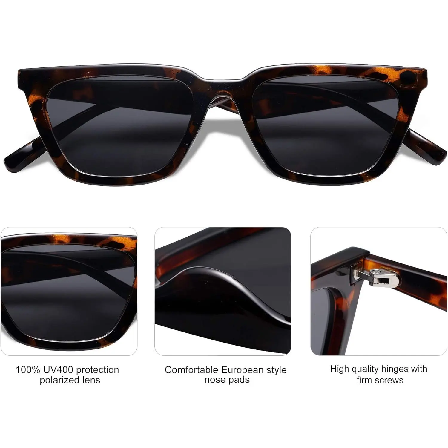 Polarized Narrow Square Cateye Sunglasses for Women Retro  display picture 2