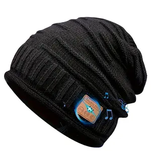 BT Beanie Knit Hat Wireless Headphones for Men & Women, Creative Gift Idea, Cool Technology for Gamers, Music Cap Accessory