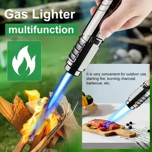 (Butane-Free) Powerful Flame Lighter, 2000°C Windproof Refillable Butane Lighter With Safety Lock And Gift Box, Suitable For Barbecues, Camping And Candles.