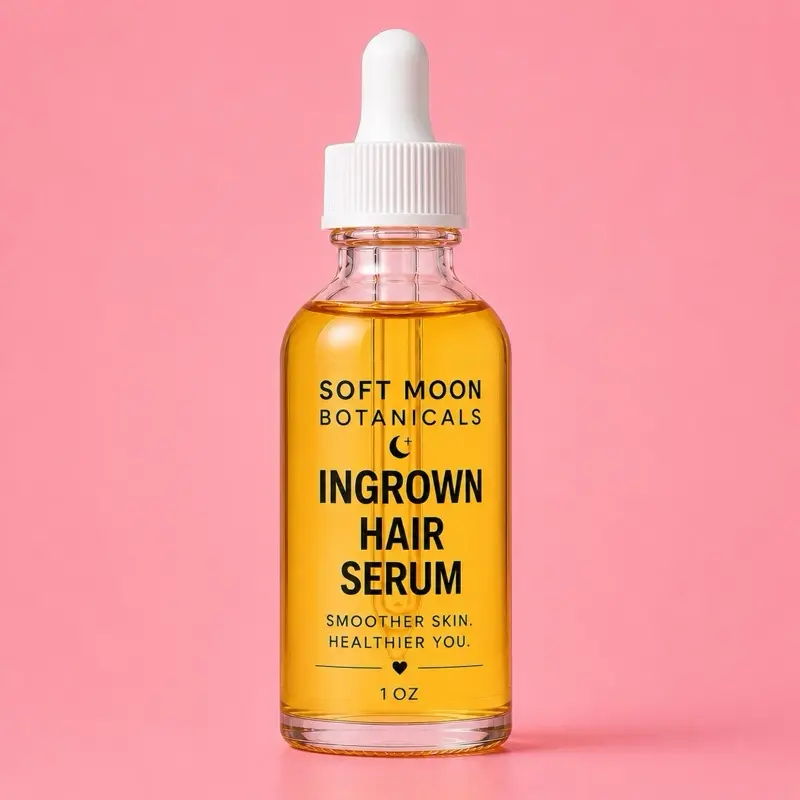 Ingrown Hair Serum for Bikini Area, Underarms & Body | Lightweight Botanical Oil with Tea Tree, Tamanu & Rosehip Oils | Helps Moisturize Skin After Shaving & Waxing | Smooth Skin Care | Non-Greasy Post-Shave Oil | Soft Moon Botanicals | 1 oz