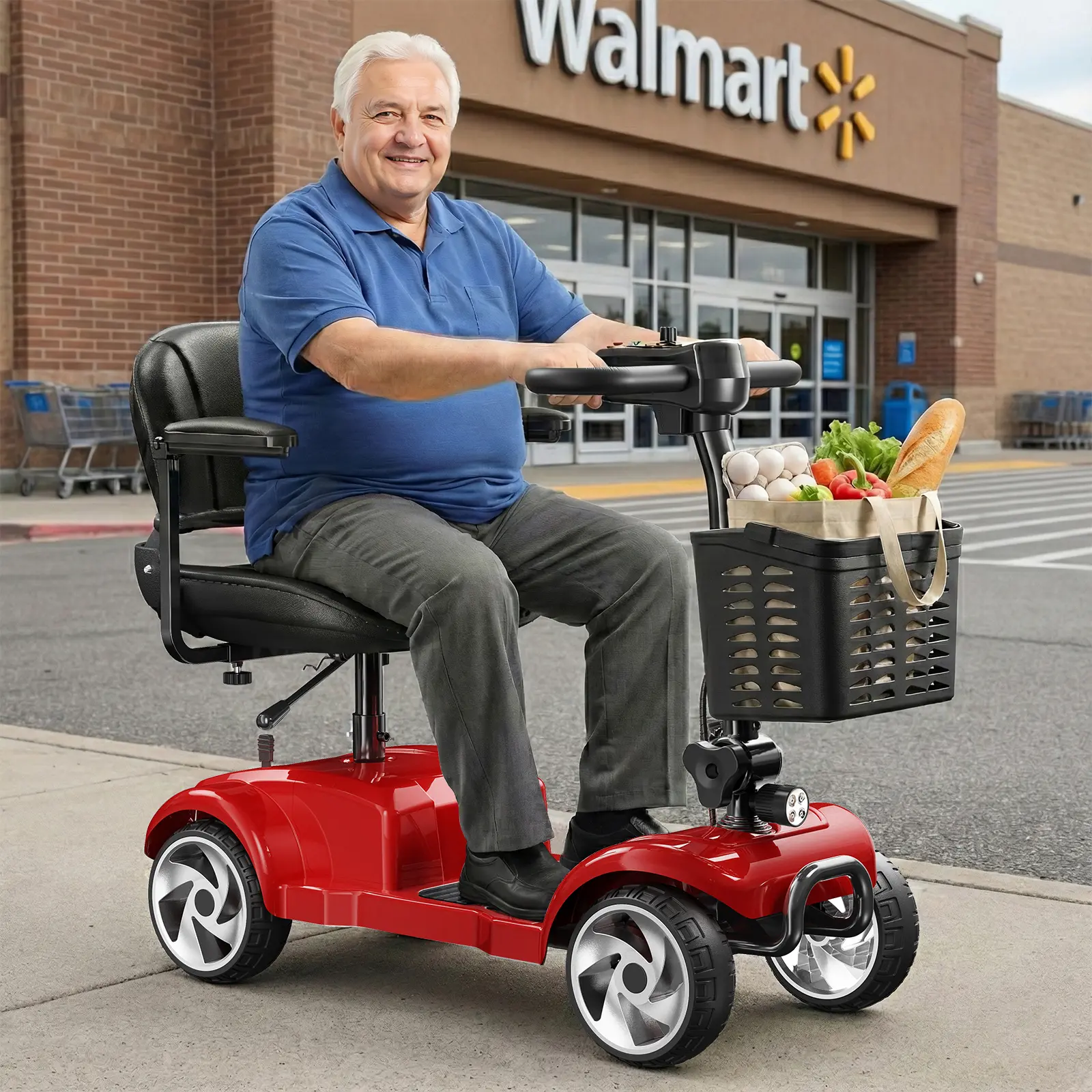 Flycity 4-Wheel Mobility Scooter for Adults, Heavy Duty Electric Scooter, Foldable for Travel with Long-Range Battery, Swivel Seat & Basket - 330 lb Capacity