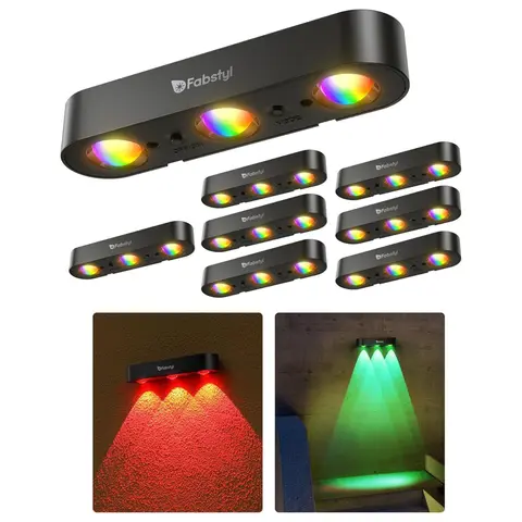 FabStyl Affordable Basic Version Solar Outdoor Lights - RGB Sync, Warm White, Synchronized Color Control, Auto On/Off, IP65 Waterproof, Batteries Included, Holiday Decorations, Mood Lighting for Backyard Glow Up, Fence, Deck
