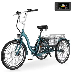 [ SummerVibes ] MC 350 Electric Trike, 24/26 Inches 7 Speeds 3 Wheels Electric Bikes for Adults, 350W Motorized Electric tricycle with 10.4Ah Removable Battery 16MPH