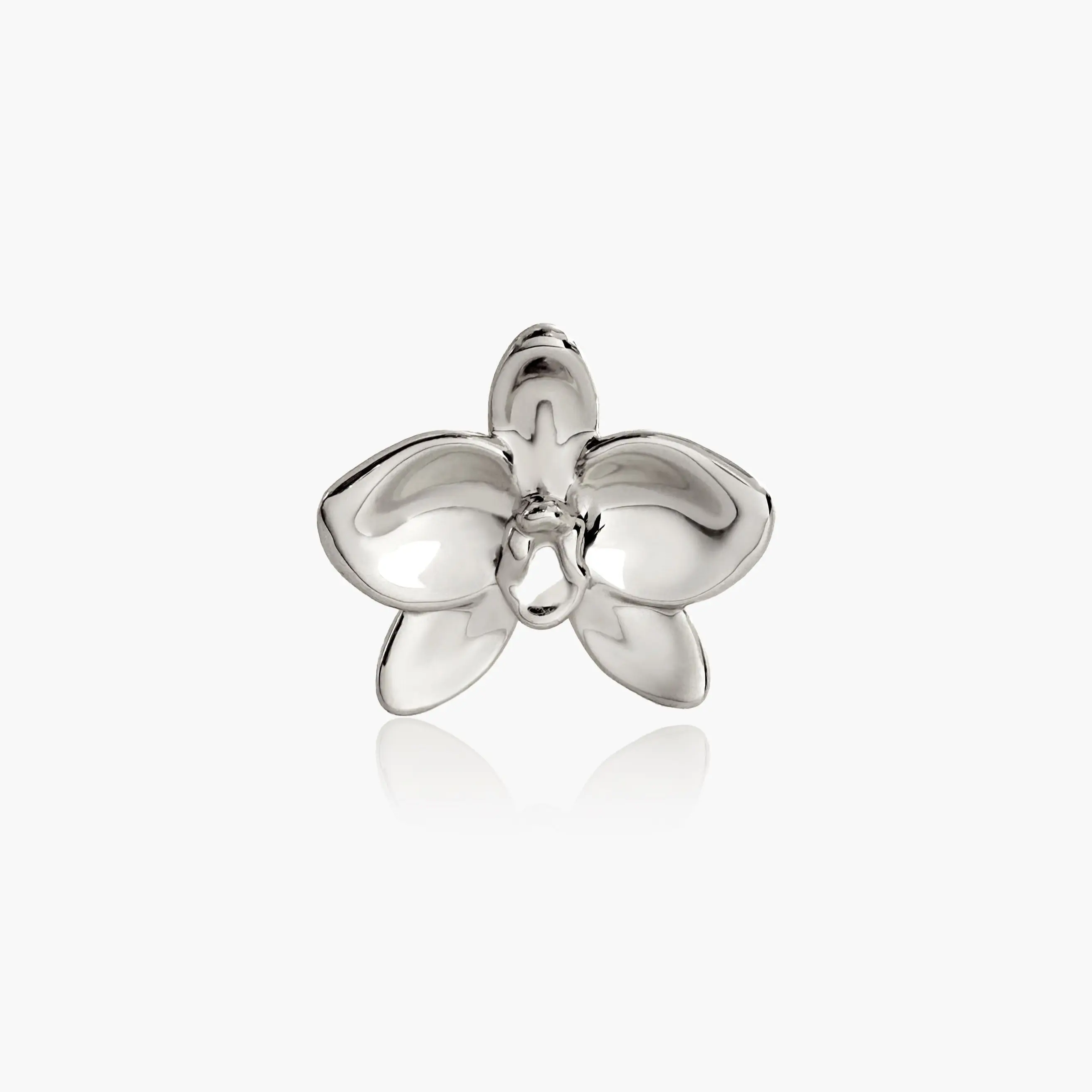 en route Orchid Ring in Silver, Orchid-inspired Flower Jewelry with Glossy Silver Tone, Versatile Piece for Everyday Styling & Layering Sets