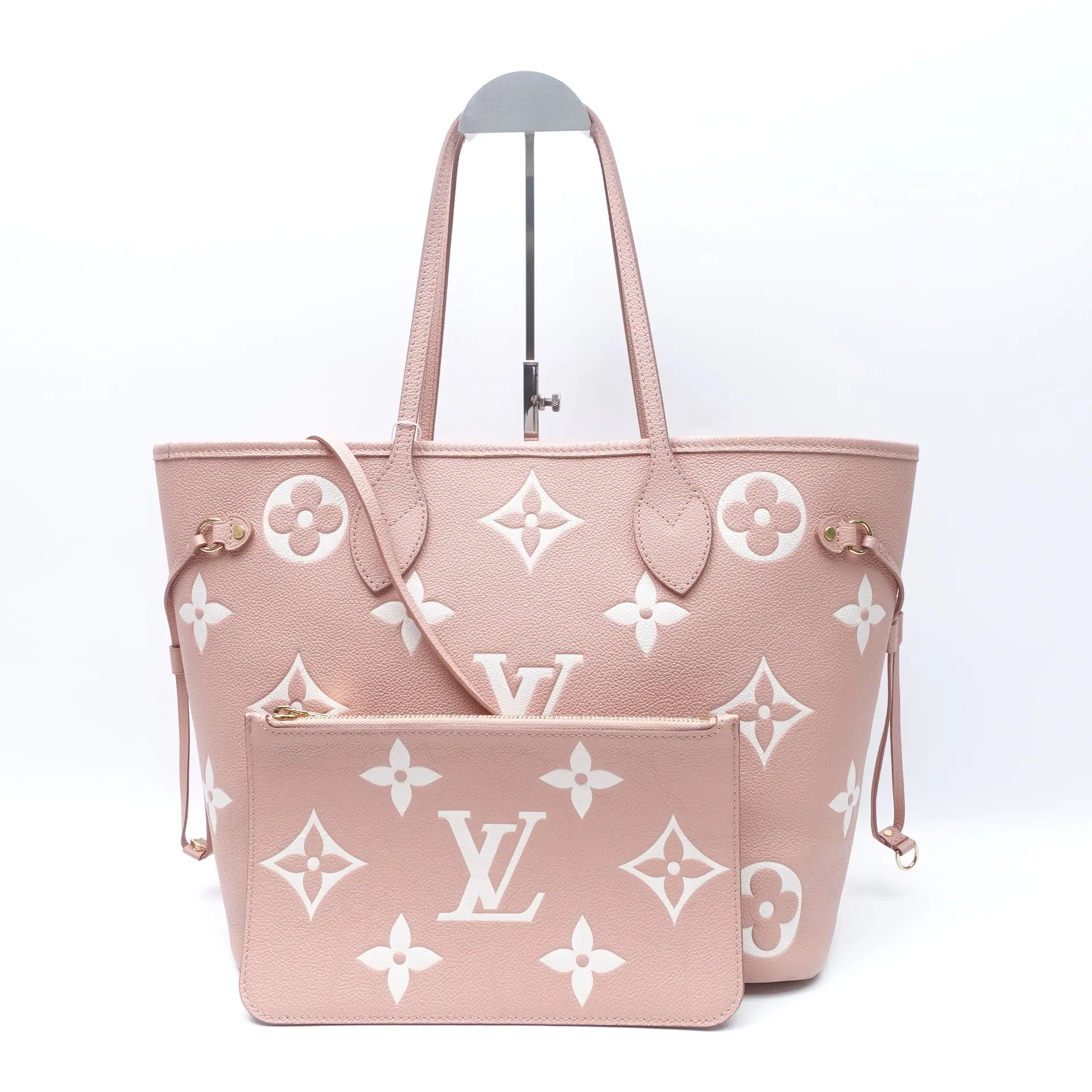 Pre-owned Louis Vuitton Calfskin Shoulder Bags Neverfull MM 2022 Winter Collection Pink Shoulder Bag T10393711