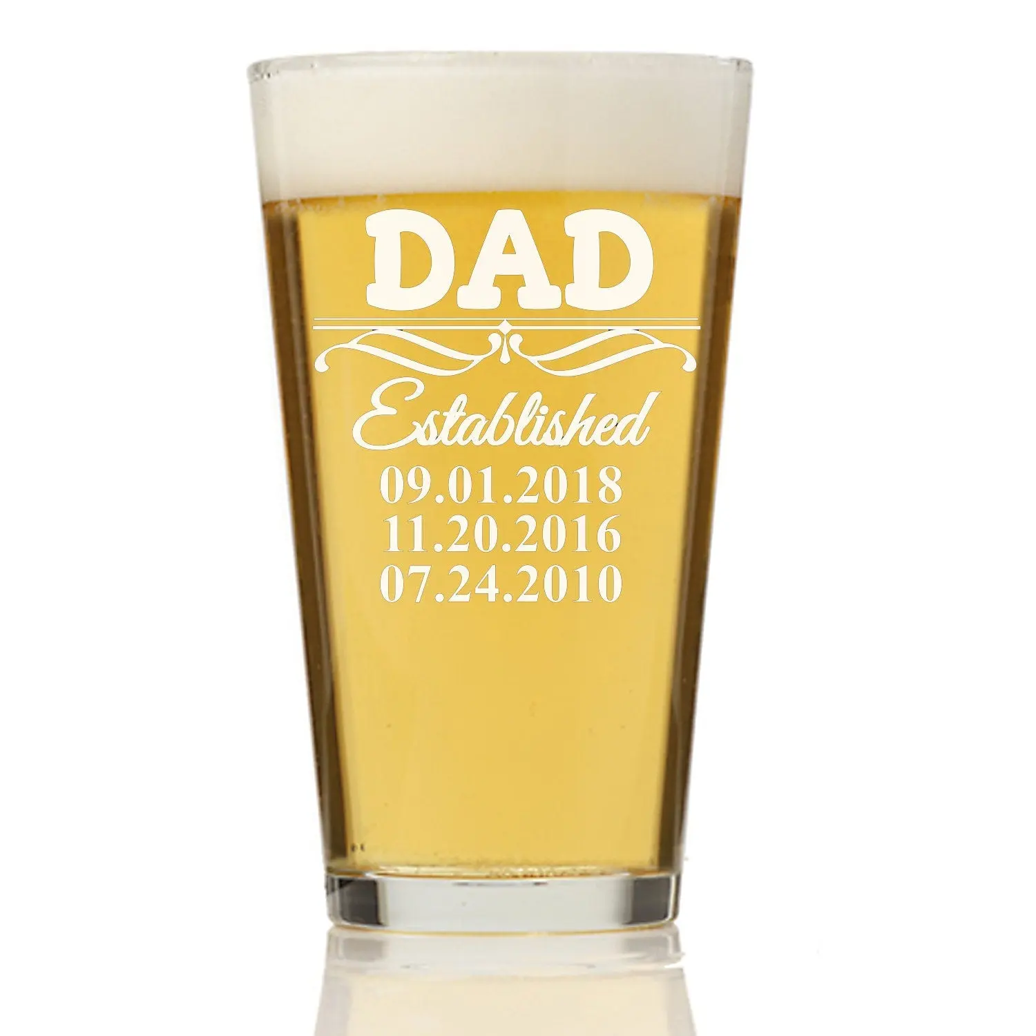 Custom Dad Established Pint Beer Glass Father's Day Gift,  Family Tree Custom Engraved Beer glass, Personalized Dad Beer Glass, Dad Birthday