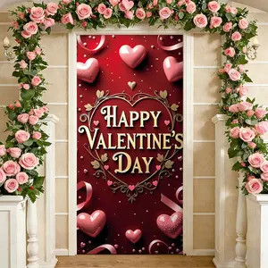 Elastic Room Door Decoration Set, Simple Installation Valentine's Day Door Cover, Holiday Party Decor, 82.7in X 35.4 Inches