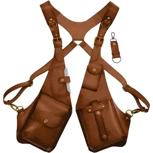 Punk retro Adjustable underarm backpack for men and women, anti-theft hidden storage, premium PU leather, lightweight pocket waist bag.Adjustable PU Leather Strap Wallet Bag, underarm bag