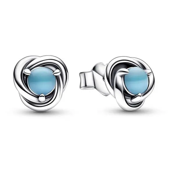 Pandora December Turquoise Blue Eternity Circle Stud Earrings 292335C02, Crystal, Infinity Braid, Adults, Daily, Made In The Shape Of An Infinity Braid, Symbolising Eternity, No, Us