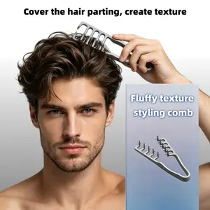 Textured Comb, Volumizing Wide-Tooth Curling Brush, Unisex Texturizer for Hair Volume and Parting, 2-In-1 Folding Comb for Oily Hair and Travel