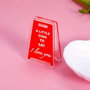 Charming I Love You Acrylic Table Sign, Modern Design with Border & Text, Perfect Gift for Couples, Friends & Family, Acrylic Plaque Decor