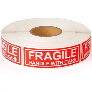 Fragile Stickers, Anti-Breakage Reminders, Handling Labels, 1x3 Inches Warning Labels, Caution Labels, Cautionary Labels for Transport and Shipping, Moving Glass Permanent Durable Adhesive Labels