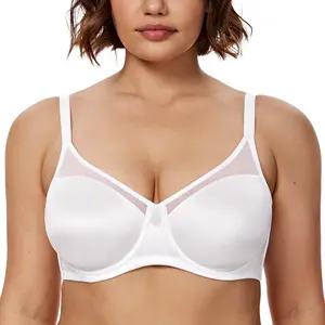 Wingslove Women's Full Coverage Underwire Bra Unlined Comfortable Smooth Splicing Sexy Lace Plus Size Support