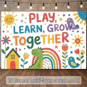 1PC 2D Flat Backdrop Banners - Fun Cartoon Pattern Kids Festival Decor, Suitable for Birthday Parties, Kindergarten Activities, Creates Warm Joyful Atmosphere for Play Learn Grow Together,summerwins