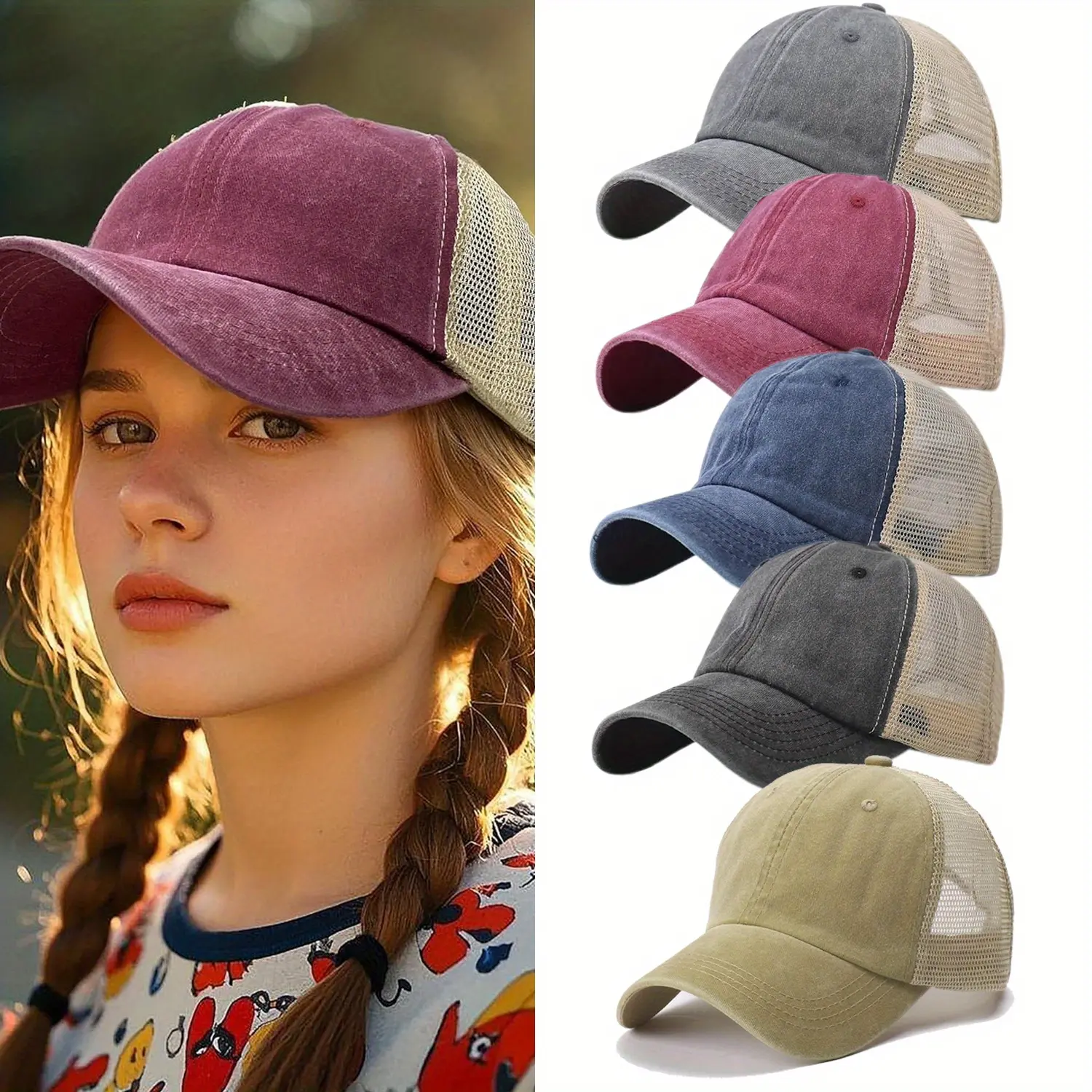 5 Packs Vintage Washed Plain Baseball Caps Distressed Adjustable Dad Golf Hat for Men Women 5 Packs Vintage Washed Plain Baseball Caps Distressed Adjustable Dad Golf Hat for Men Women