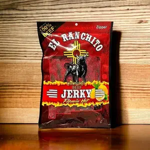 Flaming Lemon New Recipe El Ranchito Crunchy Beef Jerky Net Wt. 2 OZ