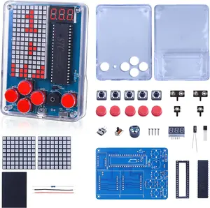 DIY Soldering Game Kit,  4 Retro Games Electronics Learning Soldering Project Kit, with Brightness Adjustable Music Switch for STEM Education School Christmas Family Friends outdoor use