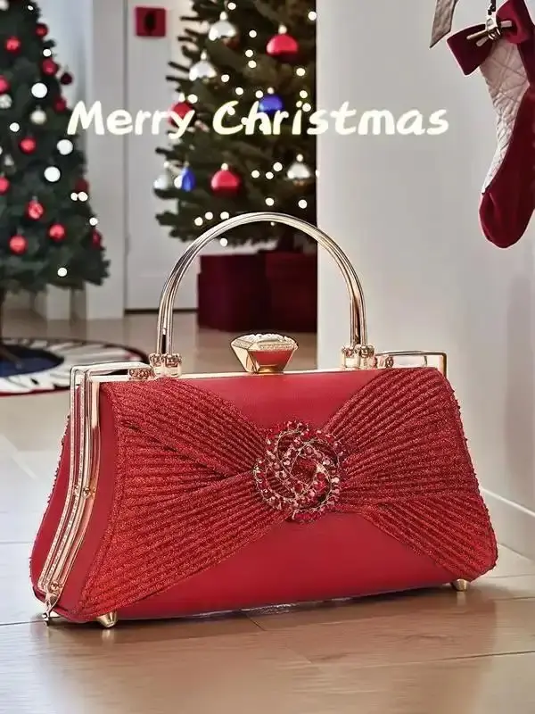 Elegant Christmas Evening Bag for Women, Rhinestone Decorated Handbag, Parties, Events, Holiday Season, party ready, travel ready, elegant style, everyday carry, daily essentials, must have accessory, trendy design
