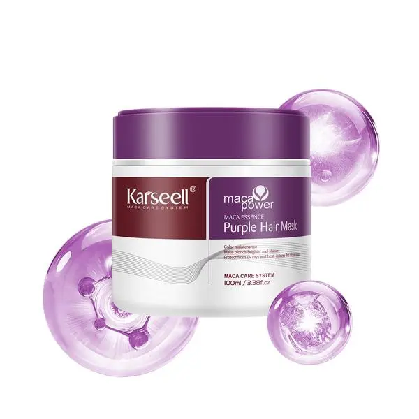 Karseell Purple Hair Mask 3.38floz | Neutralizes Brass Tones For Blonde, Bleached, Silver, or Color Treated Hair