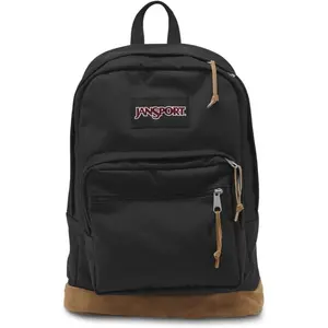 JanSport Denim Backpack/Schoolbag with Black Suede – Travel Backpack, Laptop Bag for Kids and Boys; Birthday Gift